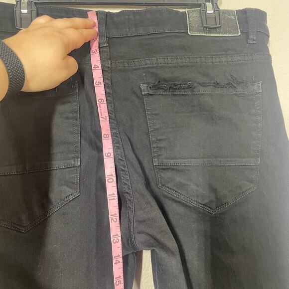 Jordan Craig Mens Theo 36/36 Frayed Hem Distressed Jeans Black Bootcut - Picture 8 of 10